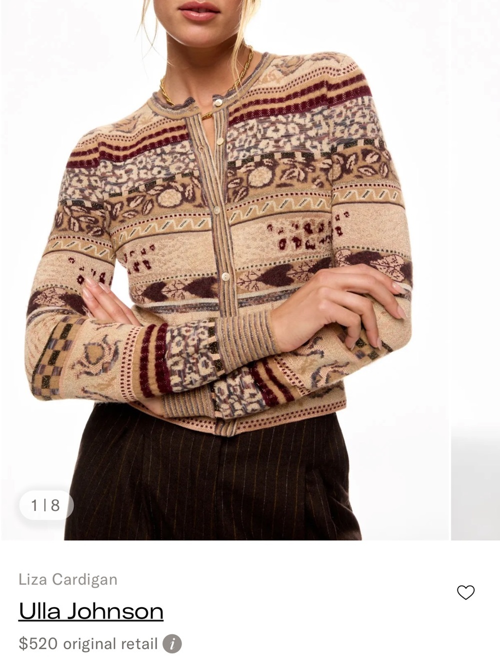 Ulla Johnson Multi-Tone Patterned Knit Sweater in Beige and Brown